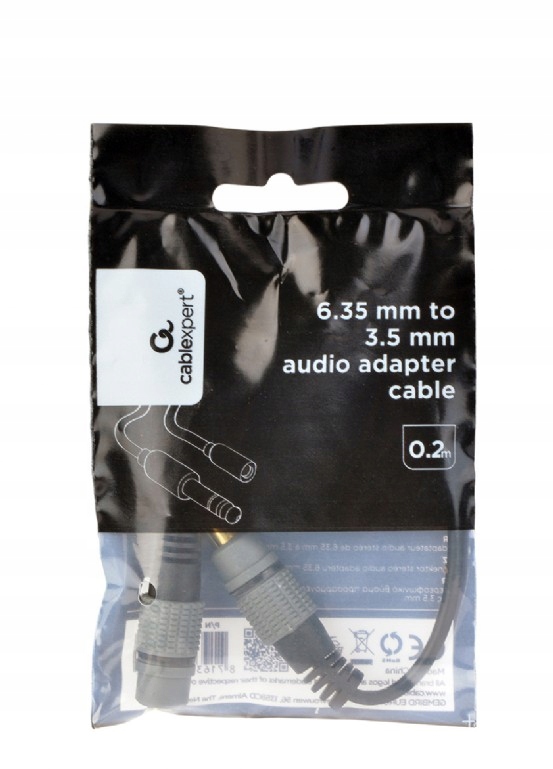Adaptador Audio Cablexpert Jack 3,5 H / Jack 6,3 M Oro 0,20 Mtrs A-63M35F-0.2M
