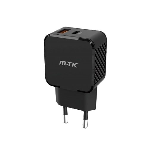 Cargador Pared M.Tk Usb 5V 3.4A 25W Usb/Tipo C Negro Ta0332