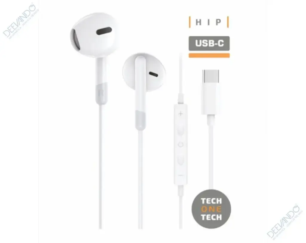 Auriculares Con Micro Tech One Eartech Hip Tec1301 Tipo C Blanco 