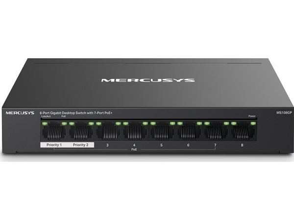 Hub Switch 8 Puertos 7-Port Poe 100/1000 Mercusys Ms108gp