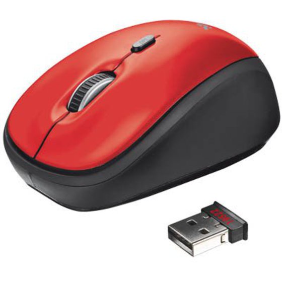 Raton Trust Inalambrico Yvi Usb Rojo/Negro