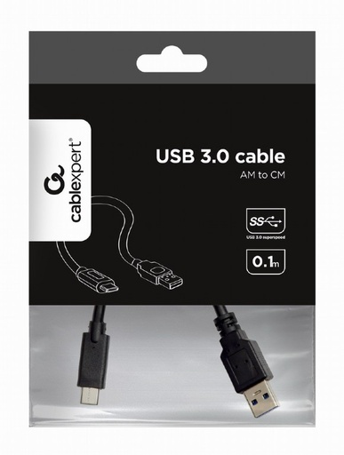 Cable Usb 3.0 Gembird Usb A/M A Tipo C 10Cm Negro Ccp-Usb3-Amcm-0.1M