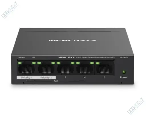 Hub Switch 5 Puertos 4-Port Poe 100/1000 Mercusys  Ms105gp 